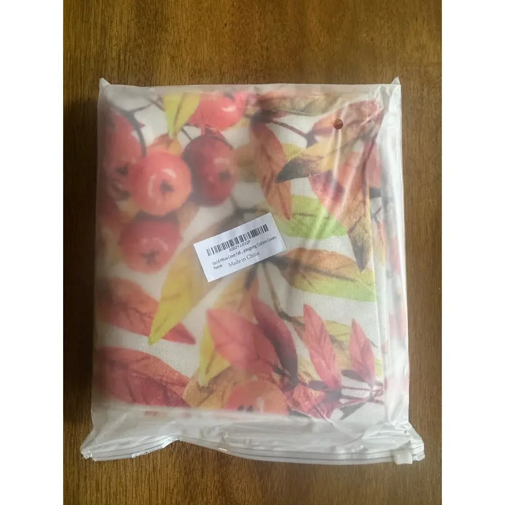 New Set of Four 18x18 Fall Pillow Cover Autumn Leaves Thanksgiving Decor